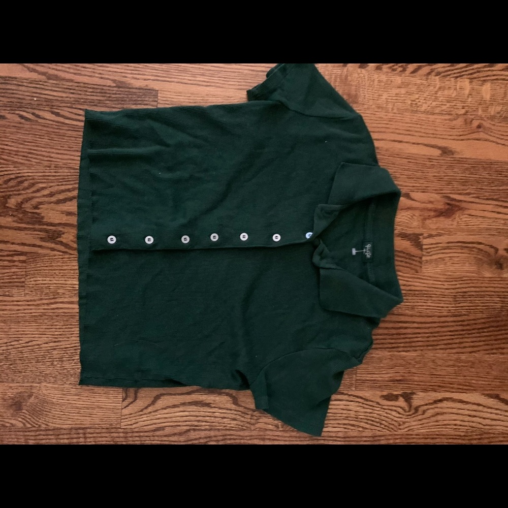 Brandy green button up with a collar Caroline top